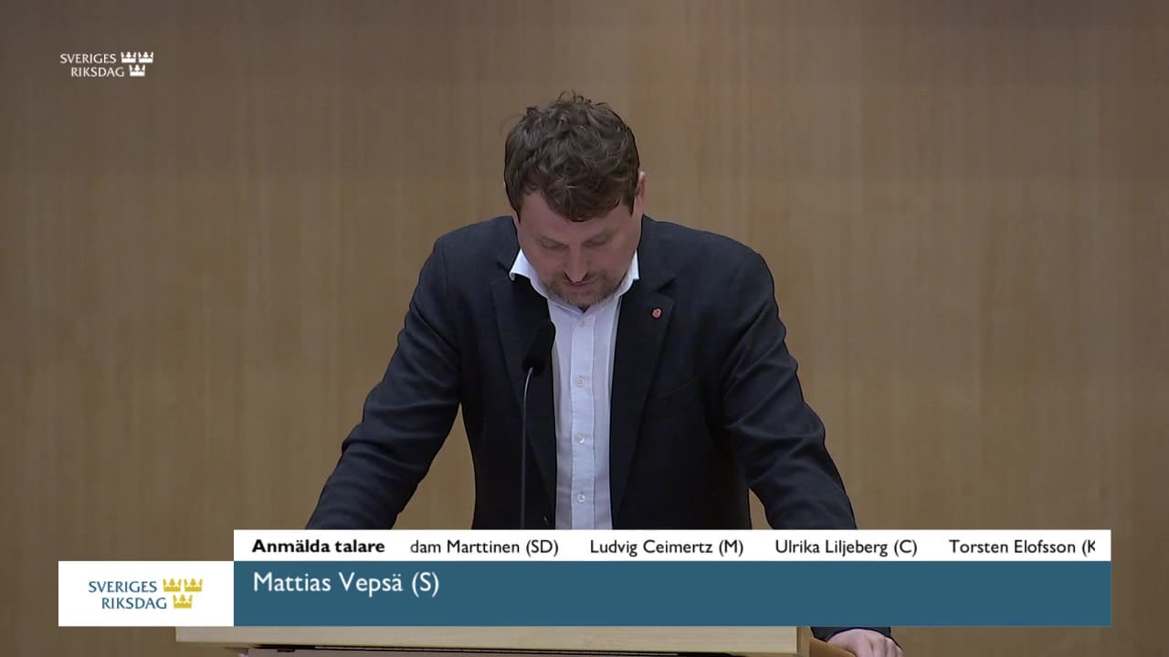 Stillbild från Debatt om förslag, Ett förstärkt samhällsskydd och tydligare reaktioner vid återfall i brott