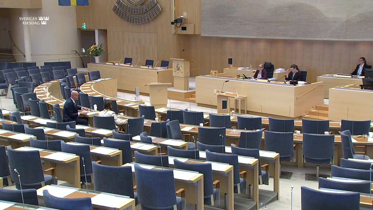 Stillbild från Debatt om förslag, Stärkt kontroll av fusk i livsmedelskedjan
