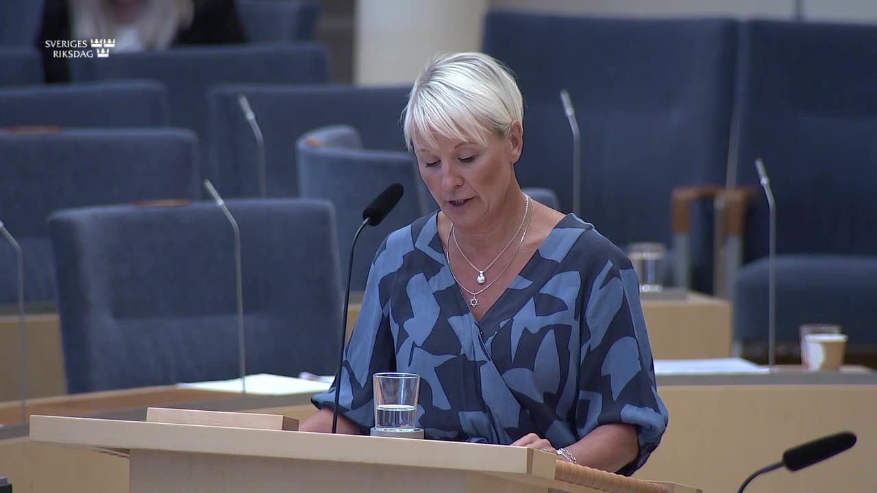 Stillbild från Interpellationsdebatt, Regeringens planer för arbetsskadeförsäkringen