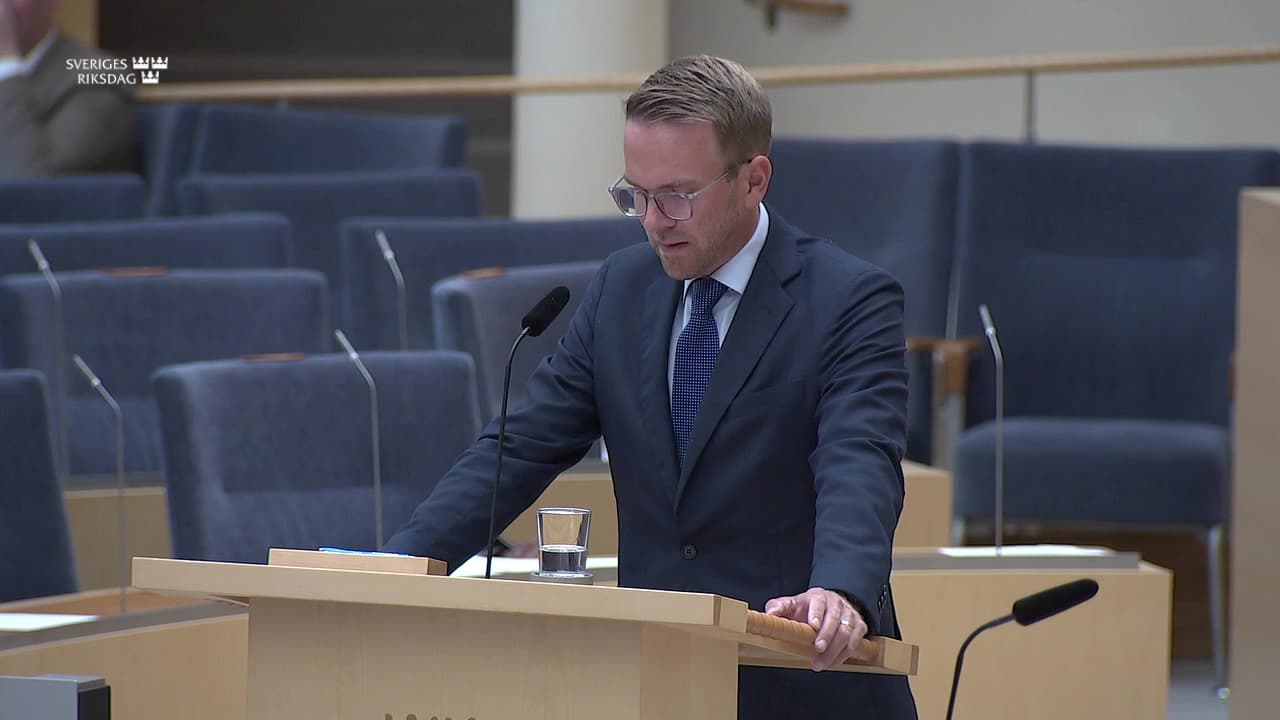 Stillbild från Interpellationsdebatt, Regeringens bostadspolitik
