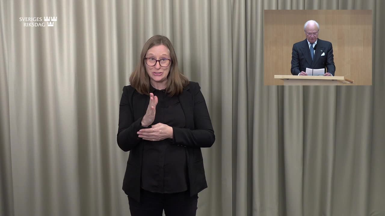 Stillbild från Riksmötets öppnande, Riksmötets öppnande – teckenspråkstolkad