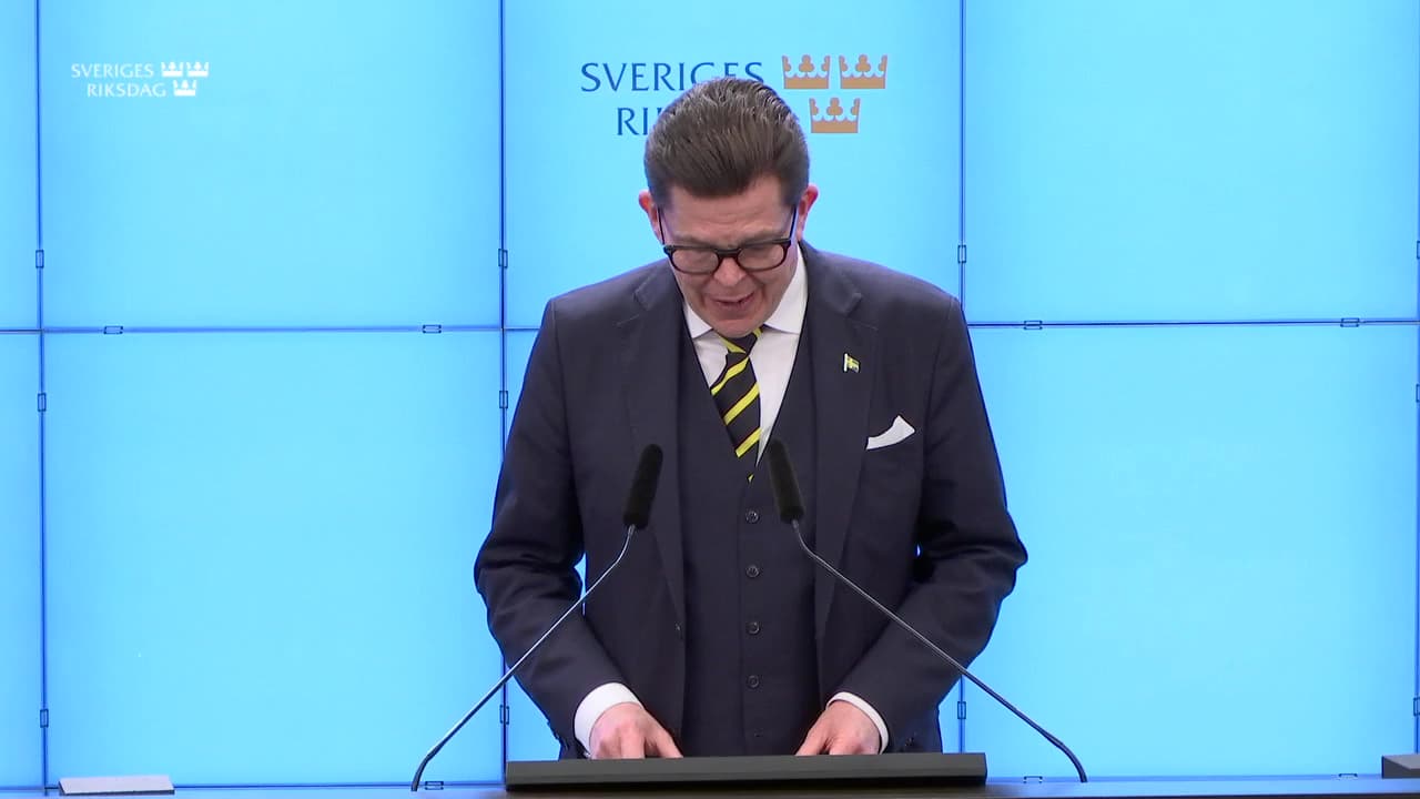 Stillbild från Presskonferens, Pressträff med talman Andreas Norlén